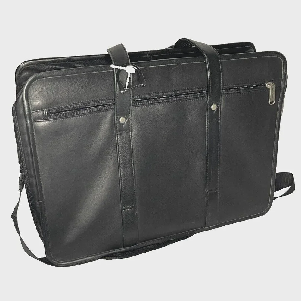 Pelle Studio Black Briefcase Multi Pocket Laptop Black Messenger Wilsons Leather